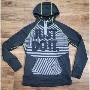 Nike Women’s Just Do It Hoodie size Large Therma-Fit Black Grey